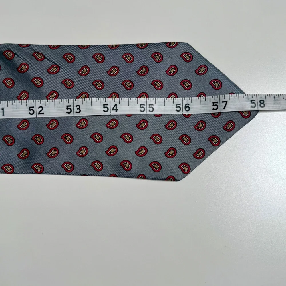 Valentino Giovanni Tie Mens OS Gray Red Paisley Silk Italian Luxury‎ Necktie